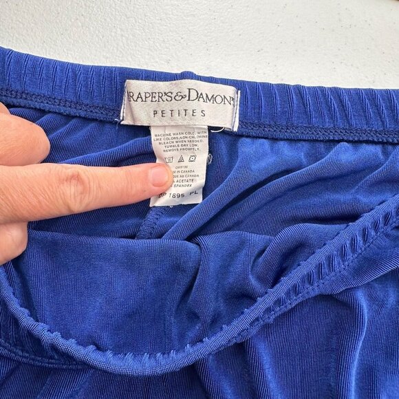 Drapers & Damons Blue Petite Large Midi Skirt Elastic Waistband Cobalt Maxi - Picture 3 of 5